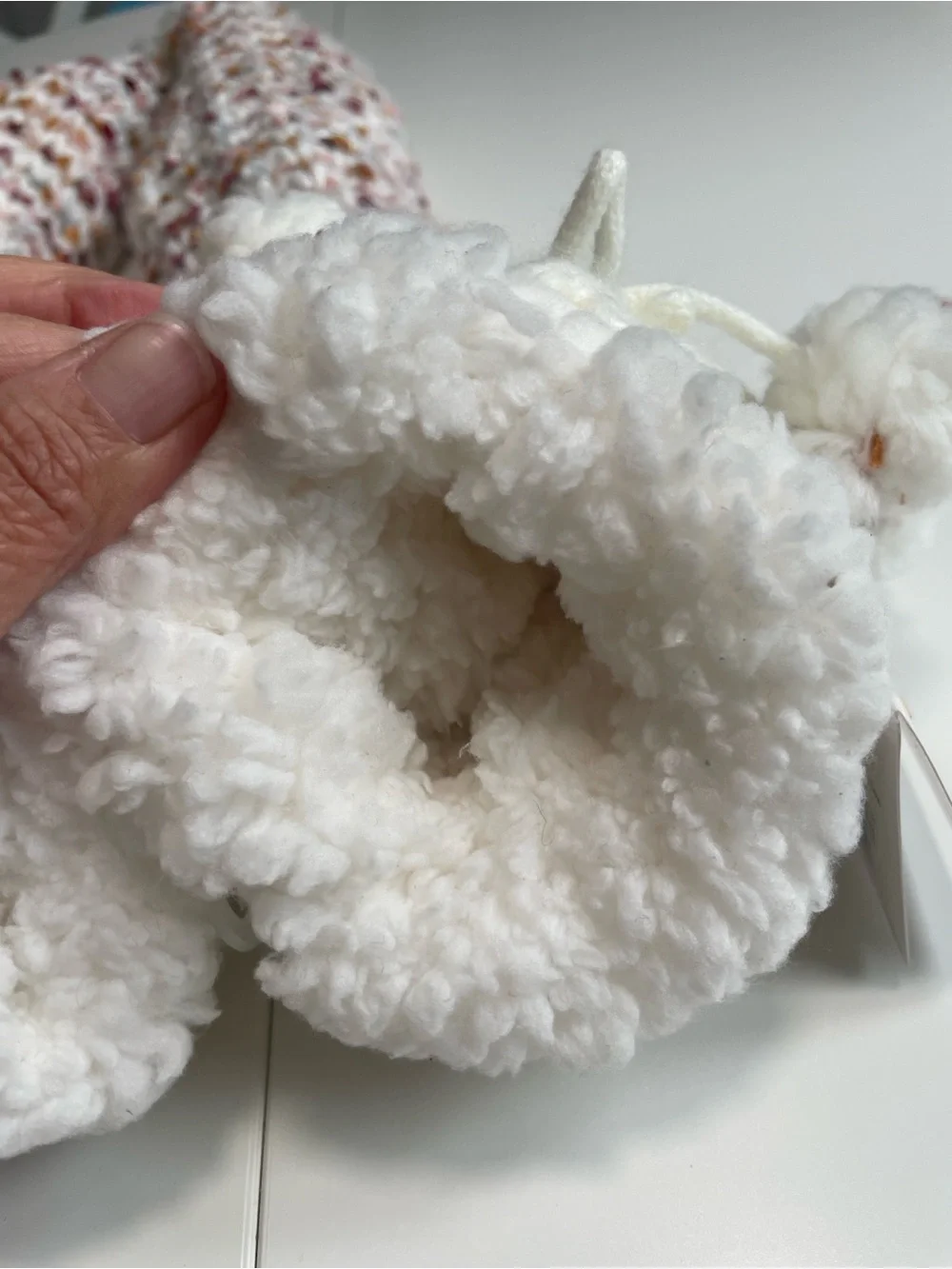 Target White Multicolor Knit Slipper Socks with Pom Pom Trim